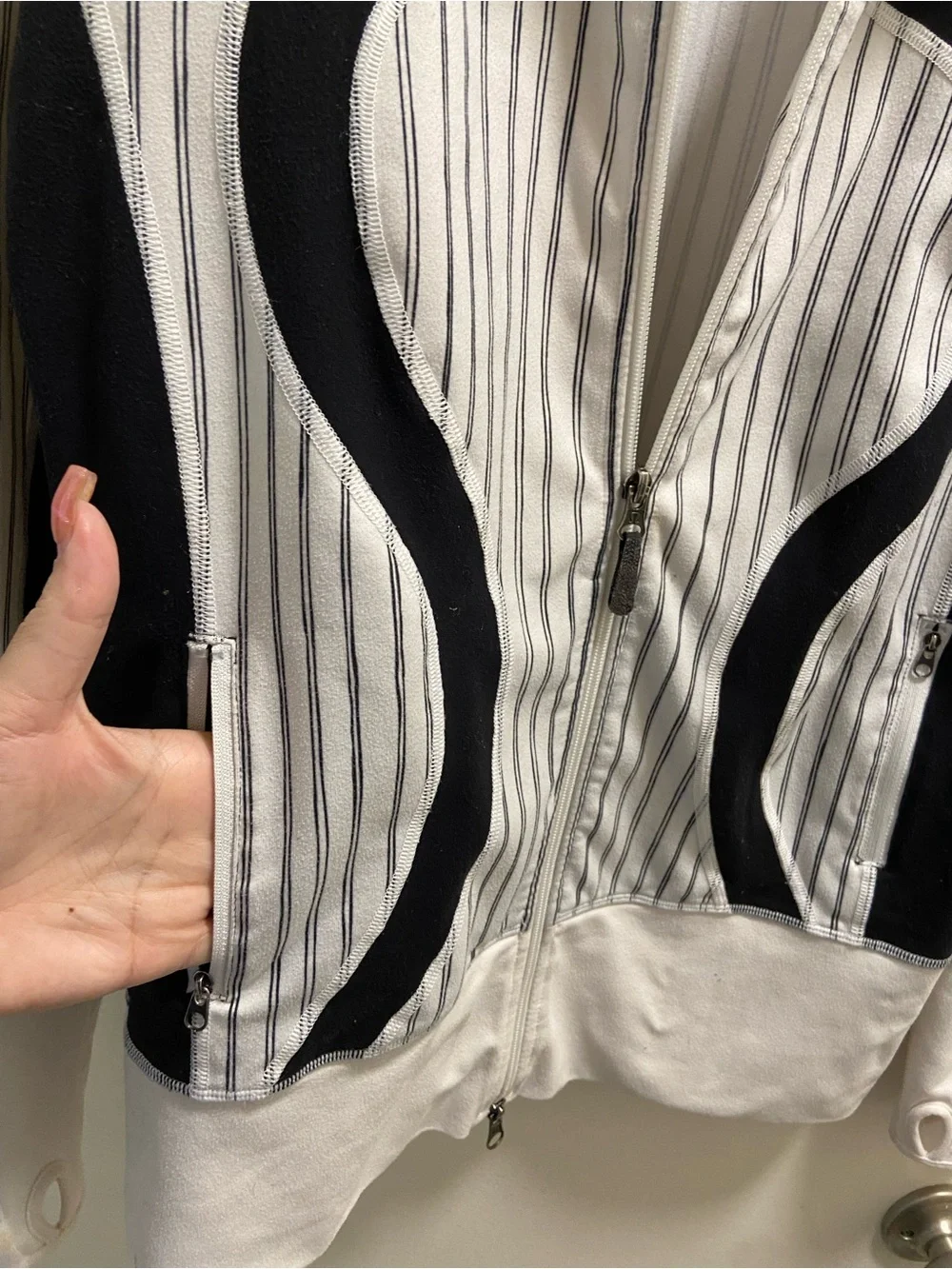lululemon athletica White and Black Curved-Panel Zip Jacket